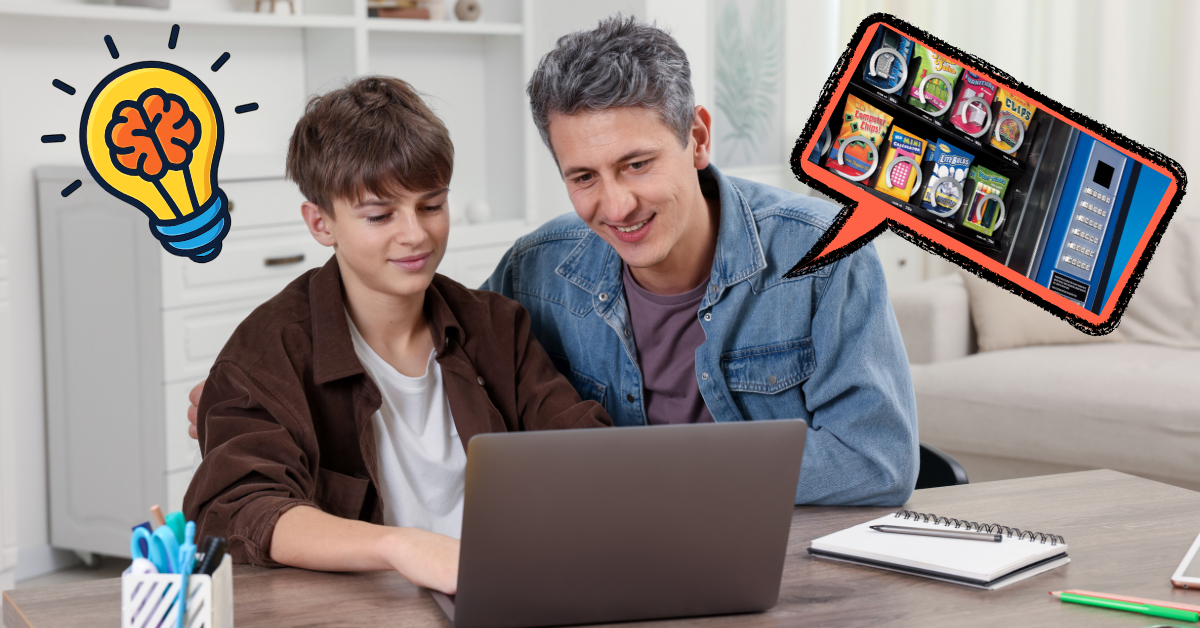 Vending entrepreneur mentoring kids and sharing business knowledge
