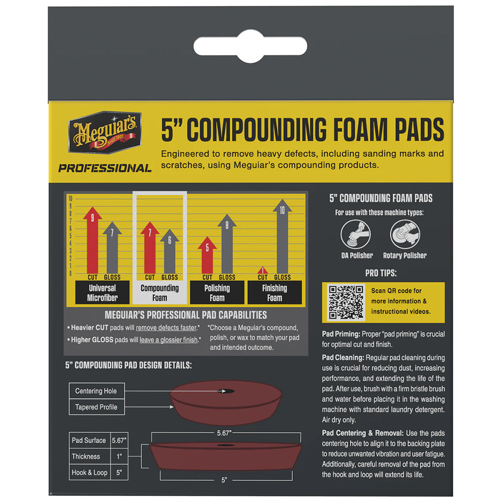 Meguiar's Professional 5" Compounding Foam Pads *2-Pack