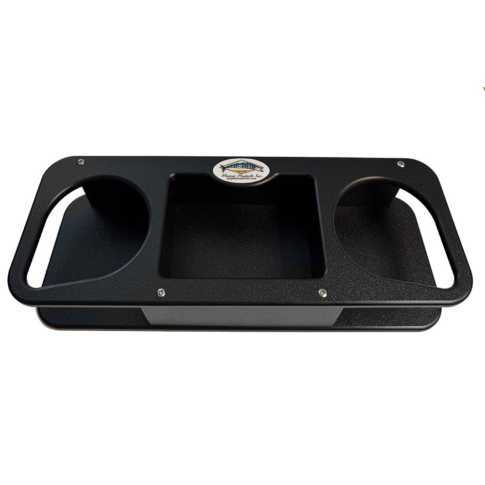 Deep Blue Marine Double Cup Holder w\/Suction Cups - Black