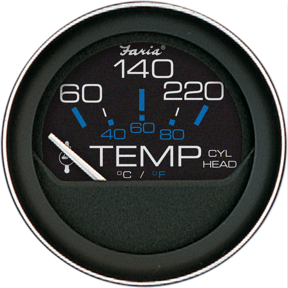 Faria Coral 2" Cylinder Head Temperature Gauge (60-120 F) w\/Sender