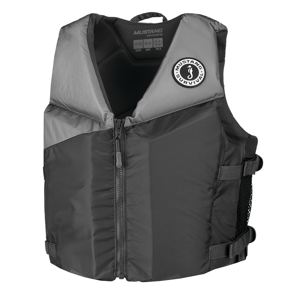 Mustang Young Adult REV Foam Vest - Grey\/Light Grey\/Fluorescent Yellow - Universal