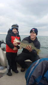 Father and Son December Lake Erie Walleye fishing