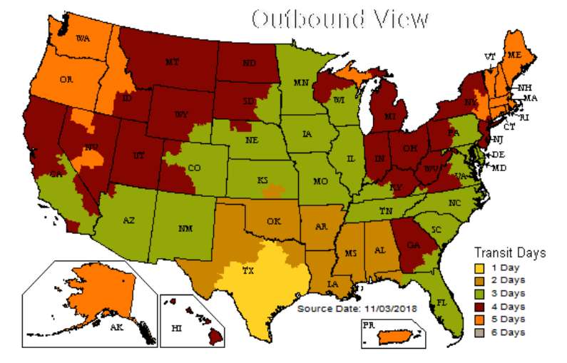 Ups Ground Transit Map Map Shipping Days Ups Ground - Alternativewireless.com