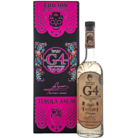 G4 Añejo de Madera is a unique expression, aged for 12 months in vintage George Dickel Tennessee whiskey barrels. These barrels, resting peacefully under the watchful eye of El Pandillo, have infused our tequila with a depth and character that set it apart. The result? An añejo that, despite its maturity, maintains that unmistakable G4 profile, where agave remains the undisputed star.
Día de Muertos is a festival of colors, flavors, and life. To capture this vibrant spirit, we have designed packaging that is, in itself, a work of art. Each bottle comes in one of four wooden collector’s boxes, decorated with the traditional and joyful art of papel picado. Each design is unique and celebrates a different aspect of this festivity, turning every bottle into a treasure worth collecting and gifting.
Tasting Notes: A Sensory Experience
Appearance: A deep amber with brilliant golden reflections.
Aroma: A complex dance of cooked agave, black pepper, vanilla, cinnamon, and oak notes, with a soft touch of butterscotch and light smoke.
Flavor: A warm and deep profile of caramel and dark chocolate, complemented by oak, leather, and baking spices.
Finish: Long and creamy, with a hint of citrus zest, a persistent warmth, and a perfectly balanced minerality that invites you to take another sip. G4 Añejo de Madera is a unique expression, aged for 12 months in vintage George Dickel Tennessee whiskey barrels. These barrels, resting peacefully under the watchful eye of El Pandillo, have infused our tequila with a depth and character that set it apart. The result? An añejo that, despite its maturity, maintains that unmistakable G4 profile, where agave remains the undisputed star.
Día de Muertos is a festival of colors, flavors, and life. To capture this vibrant spirit, we have designed packaging that is, in itself, a work of art. Each bottle comes in one of four wooden collector’s boxes, decorated with the traditional and joyful art of papel picado. Each design is unique and celebrates a different aspect of this festivity, turning every bottle into a treasure worth collecting and gifting.
Tasting Notes: A Sensory Experience
Appearance: A deep amber with brilliant golden reflections.
Aroma: A complex dance of cooked agave, black pepper, vanilla, cinnamon, and oak notes, with a soft touch of butterscotch and light smoke.
Flavor: A warm and deep profile of caramel and dark chocolate, complemented by oak, leather, and baking spices.
Finish: Long and creamy, with a hint of citrus zest, a persistent warmth, and a perfectly balanced minerality that invites you to take another sip.