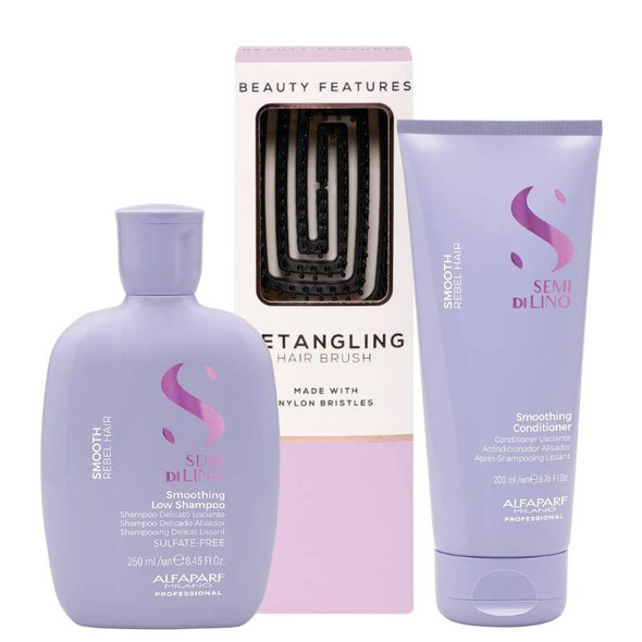 Alfaparf Smooth Shampoo & Conditioner Duo with FREE Detangling Hairbrush