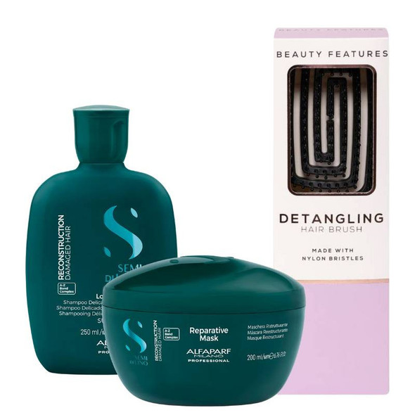 Alfaparf Reconstruction Shampoo & Mask Duo with FREE Detangling Hairbrush