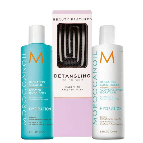 Moroccanoil Hydrating Shampoo & Conditioner Duo with FREE Detangling Hairbrush