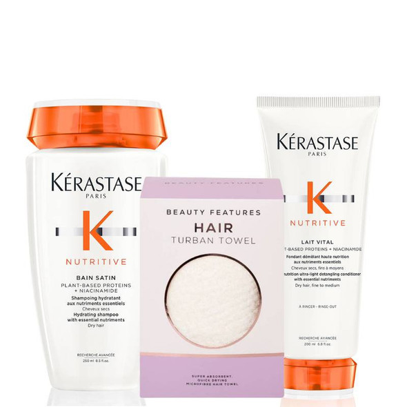 Kerastase Nutritive Shampoo & Conditioner Duo with FREE Micro Fibre Hair Towel