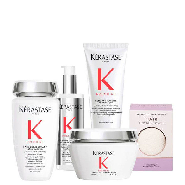 Kerastase Premiere Pre-Shampoo, Shampoo, Conditioner & Mask Bundle With FREE Hair Towel 