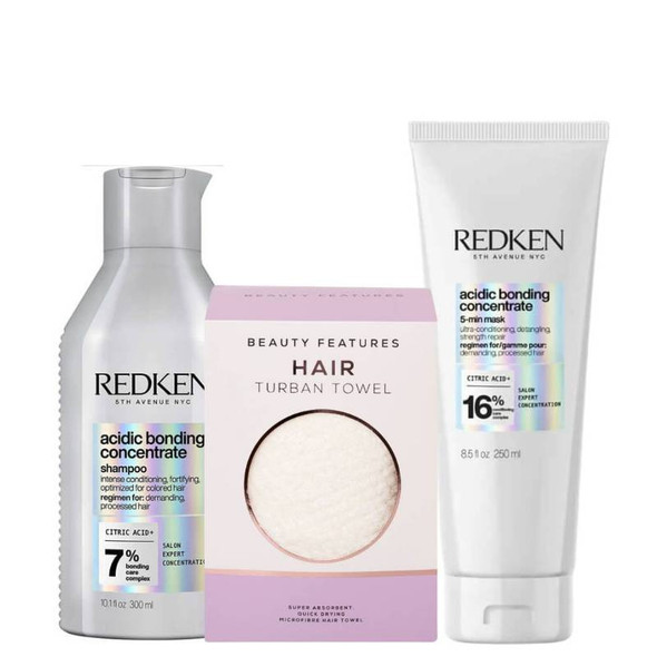 Redken Acidic Bonding Concentrate Shampoo & Mask Duo With FREE Microfibre Hair Towel