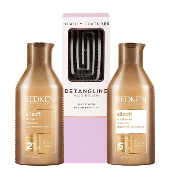 Redken All Soft Shampoo & Conditioner Duo With FREE Detangling Hairbrush