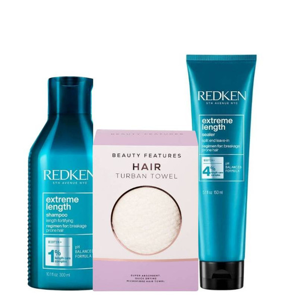 Redken Extreme Lengths Shampoo & Leave In Treatment Duo With FREE Microfibre Hair Towel