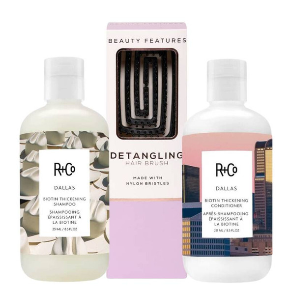 R+Co Dallas Biotin Shampoo & Conditioner Duo With FREE Detangling Hairbrush