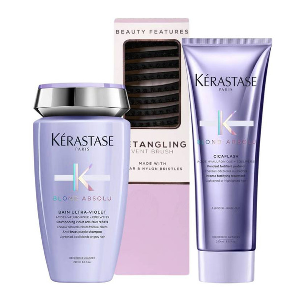 Kerastase Blond Absolu Shampoo & Conditioner Duo with Vent Hairbrush