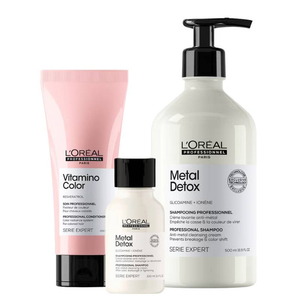  L'Oréal Professionnel Metal Detox Shampoo 500ml + Vitamino Conditioner 200ml PLUS FREE Metal Detox Anti-Metal Cleansing Cream Shampoo 100ml