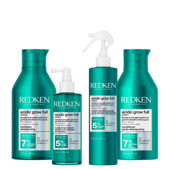 Redken Acidic Grow Full System Shampoo 300ml, Conditioner 300ml, Serum 100ml & Spray 190ml Bundle