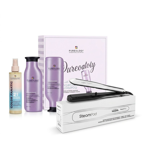L'Oreal Steampod 3.0 White With FREE Pureology Hydrate Sheer Gift Set