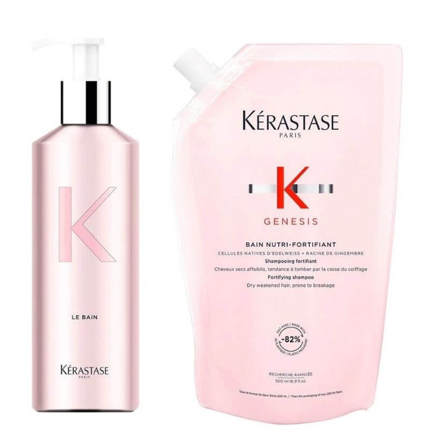 Kerastase Genesis Bain Nutri-Fortifiant Refill Pouch & Refillable Bottle