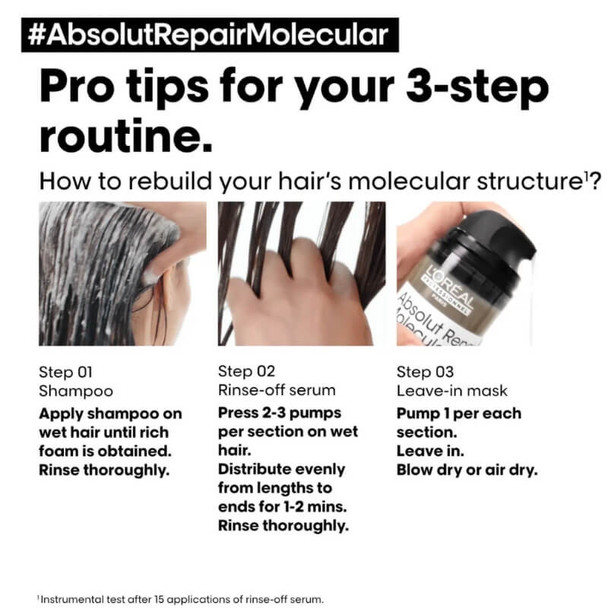 L'Oréal Professionnel Absolut Repair Molecular, Molecular Repairing Leave-in Mask for Damaged Hair 100ml - Lifestyle 3