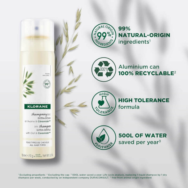 Klorane Oat Milk Dry Shampoo Spray (All hair Types)