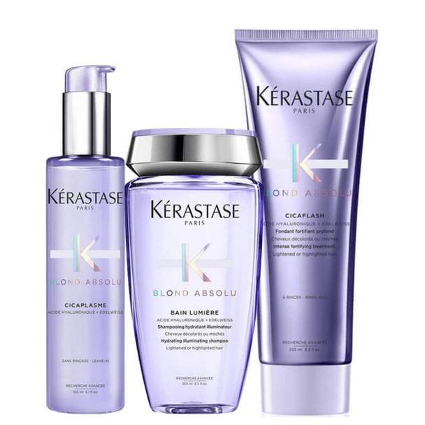 Kérastase Blond Absolu Shampoo, Conditioner and Treatment Hair Routine for Lightened or Highlighted Hair