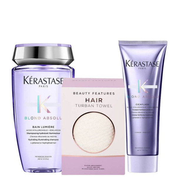 Kerastase Blond Absolu Shampoo & Conditioner Duo with FREE Micro Fibre Hair Towel