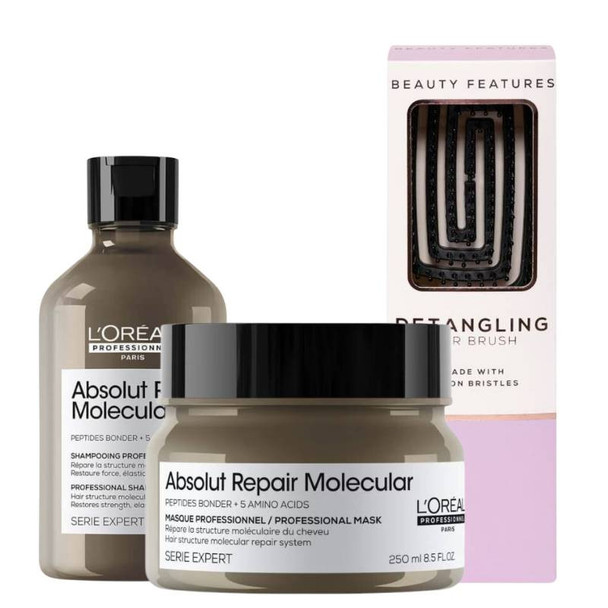 L'Oréal Professionnel Absolut Repar Molecular Shampoo & Mask With FREE Detangling Hairbrush
