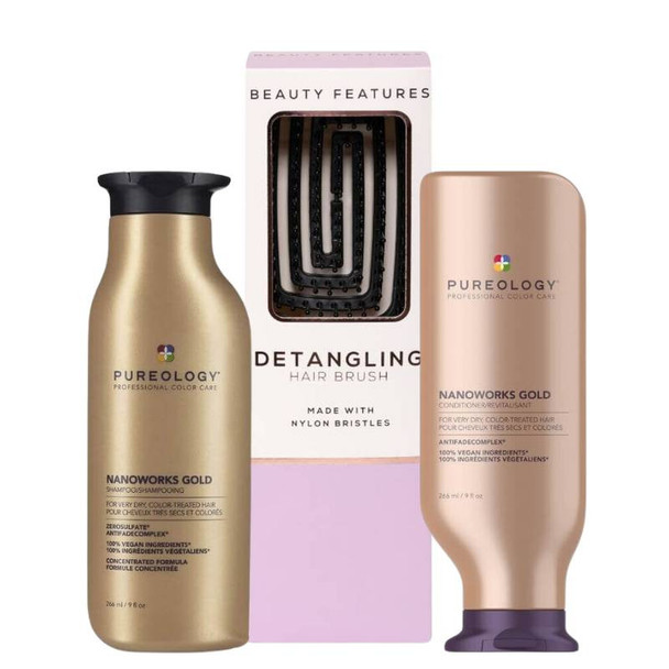 Pureology Nanoworks Shampoo & Conditioner With FREE BeautyFeatures Detangling Hairbrush