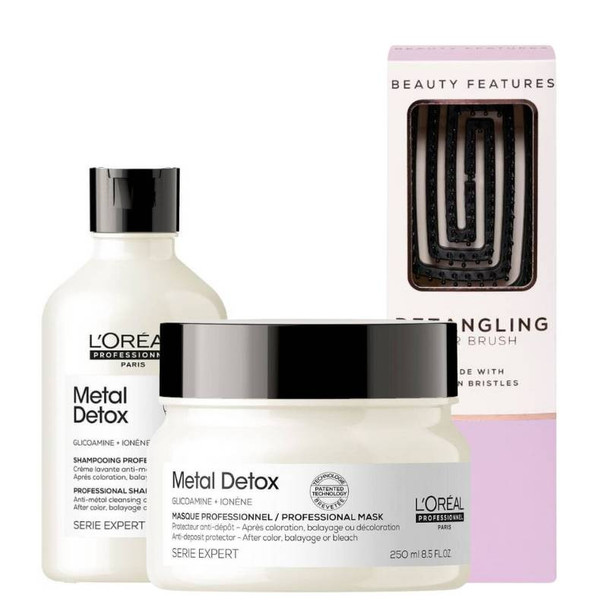 L'Oréal Professionnel Metal Detox Shampoo & Mask Duo with FREE Detangling Hairbrush