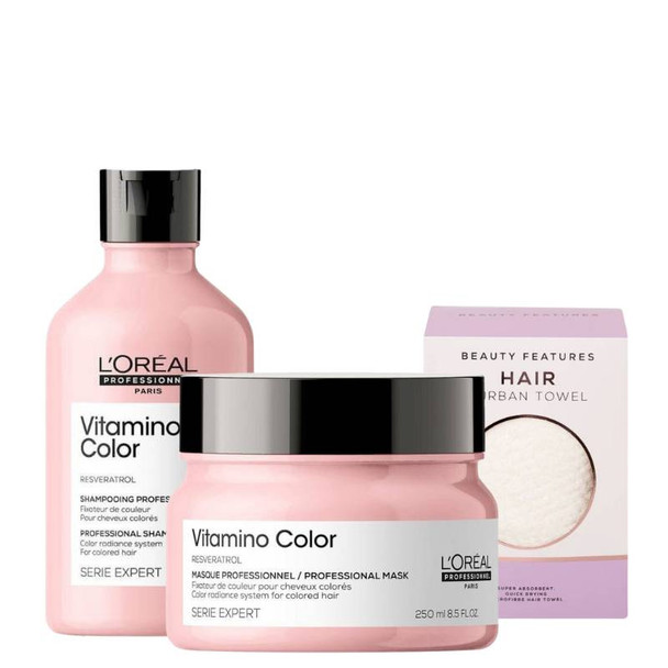 L'Oréal Professionnel Vitamino Color Shampoo & Mask With FREE Microfibre Hair Towel