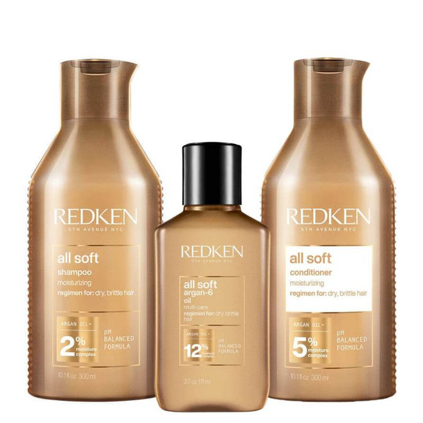 Redken All Soft Shampoo, Conditioner & Oil Bundle