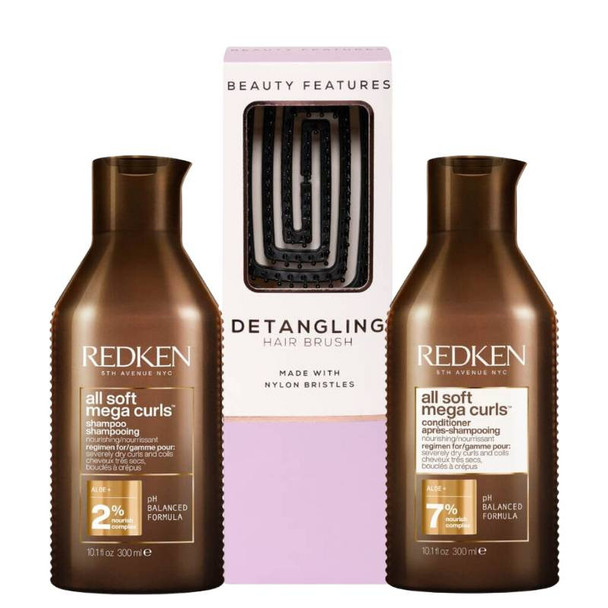 Redken All Soft Mega Curls Shampoo & Conditioner With FREE Detangling Hairbrush