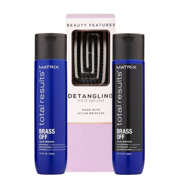 Matrix Total Results Brass Off Shampoo & Conditioner Duo With FREE Detangling Hairbrush