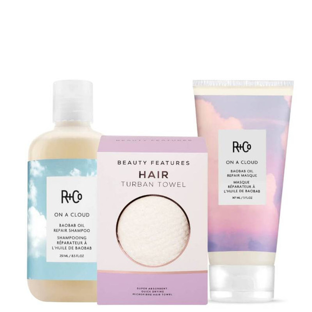 R+Co On A Cloud Shampoo & Mask Duo FREE Microfibre Hair Towel