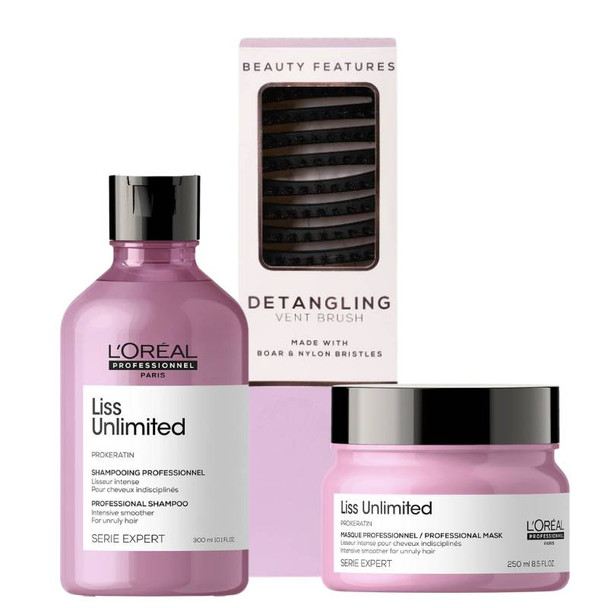 L'Oréal Professionnel Liss Unlimited Shampoo & Mask With FREE Vent Hairbrush