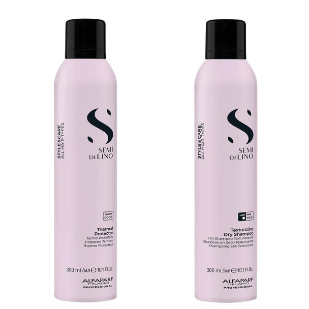 Alfaparf Semi Di Lino Styling Thermal Protector 300ml & Texture Dry Shampoo 300ml Duo