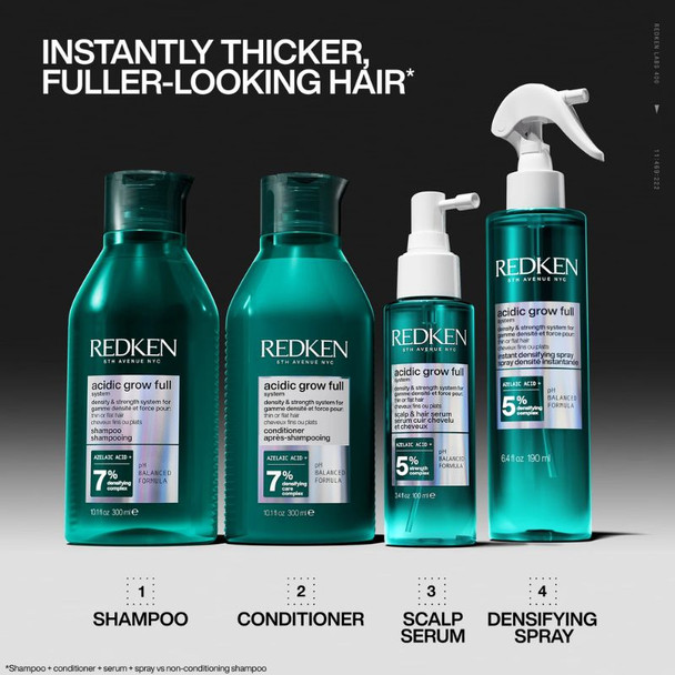 Redken Acidic Grow Full System Shampoo 300ml, Conditioner 300ml & Serum 100ml Bundle 3