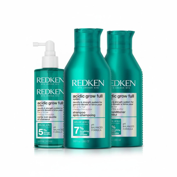 Redken Acidic Grow Full System Shampoo 300ml, Conditioner 300ml & Serum 100ml Bundle