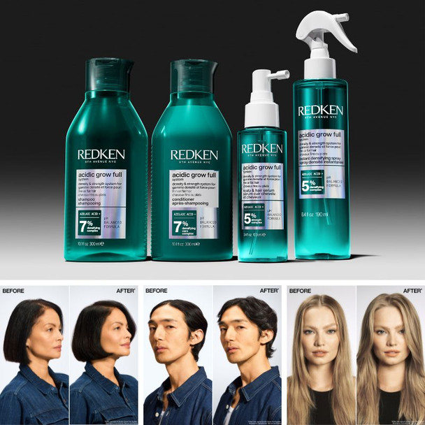 Redken Acidic Grow Full System Shampoo 300ml, Conditioner 300ml, Serum 100ml & Spray 190ml Bundle 3