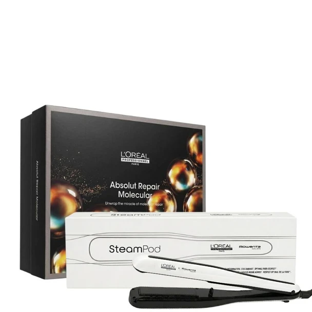 L'Oreal Steampod 3.0 White With FREE L'Oreal Professionnel Metal Detox Trio Gift Set