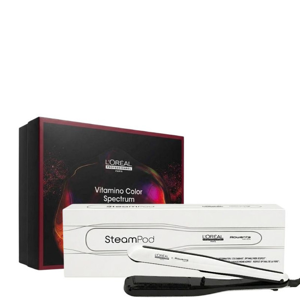L'Oreal Steampod 3.0 White With FREE L'Oreal Professionnel Vitamino Color Spectrum Trio Gift Set