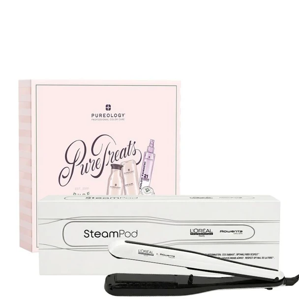 L'Oreal Steampod 3.0 White With FREE Pureology Pure Volume Gift Set