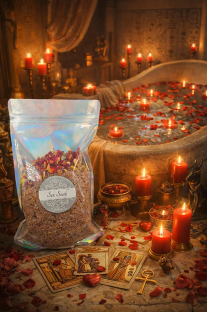 1 Pound-Sex Soak Sea Minerals -Love-Attraction-Spicy,Sweet-Strong Sexual Energy yet Sensual and Sexy-Love Ignite-Intensify- High Vibrations. Sex Magic Sexual Vibrations Spiritual Sex Bath.  Immerse yourself in an erotic energy-infused bath soak designed to heighten your sexual energy and enhance your connection with your partner. Experience the blissful fusion of spirituality and sensuality. Mystical Love Altar Items and Tools
Enchanted Romance Mojo Hands and Bags
Love Spell Casting Kits and Tools
Voodoo Love Dolls and Charms
Hoodoo Love Oil Blends and Sachets
Santeria Love Potion Ingredients and Blends
Magickal Love Crystals and Gems
Enchanted Relationship Spells and Rituals