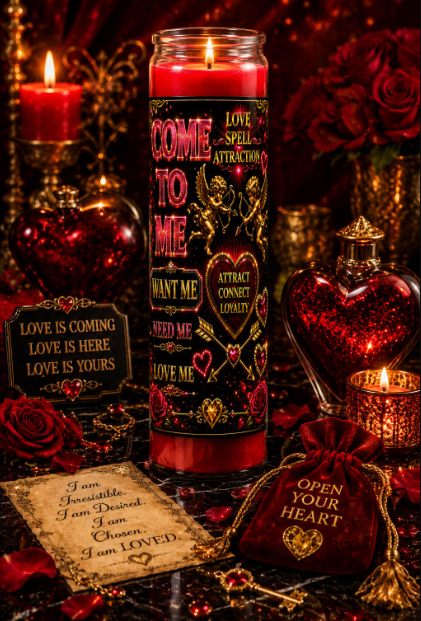 Call love closer and set your intentions with our Come to Me 7 Day Prayer Candle, a beautifully crafted spiritual candle created for love attraction, romance, emotional connection, passion, and devoted energy.