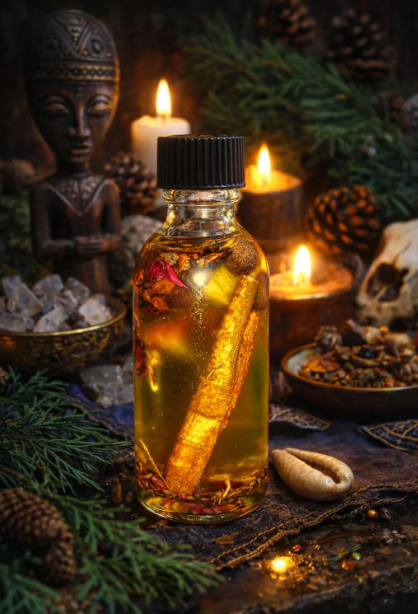 The Winter Solstice Anointing Ritual Hoodoo Oil is a potent and mystical blend created to harness the energy of the longest night of the year. Crafted to enhance money attraction, love, luck, and protection, this oil is infused with ingredients that resonate with the deep spiritual significance of the Winter Solstice. It promotes spiritual connectedness, amplifies personal and spiritual power, and aids in dream work. The oil is ideal for anointing candles, altars, and ritual tools, or for wearing on the body to invoke these energies. Perfect for rituals, spells, and meditative practices during this sacred time.