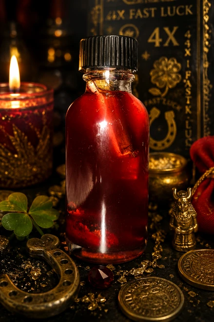 Unlock rapid, powerful success with the Four Times Fast Lucky Red Hoodoo Oil, a specially crafted blend designed to supercharge your desires and bring fast results in multiple areas of life. This vibrant red oil is infused with potent energies to attract good fortune, ignite passionate romance, and enhance your luck in gambling or other high-stakes endeavors. Whether you're looking for an instant spark in your love life, quick luck at the casino, or a boost of sensual energy, this oil channels powerful forces to deliver fast and effective results.