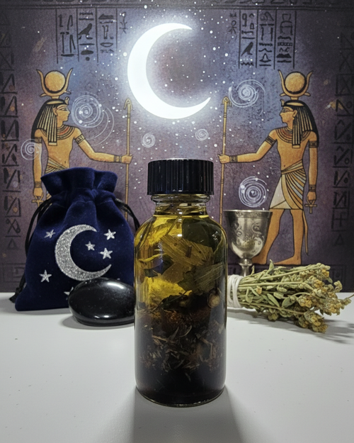 Moon Energy Frequency Hoodoo Oil is a soothing botanical infusion crafted to align the spirit with the Lunar current—the planetary force of intuition, emotion, memory, cycles, dreams, and subconscious wisdom. This oil supports the inner world, helping emotions move safely, intuitively, and in rhythm with natural cycles.