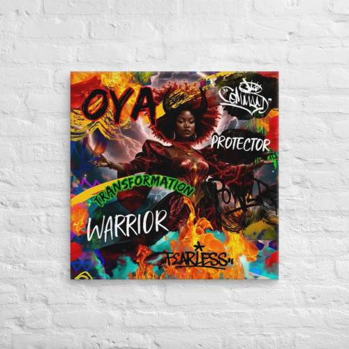 Oya Orisha Goddess Art Stretched Canvas – Yoruba Goddess of Death, Rebirth & Transformation Decor - Goddess of War and Protection