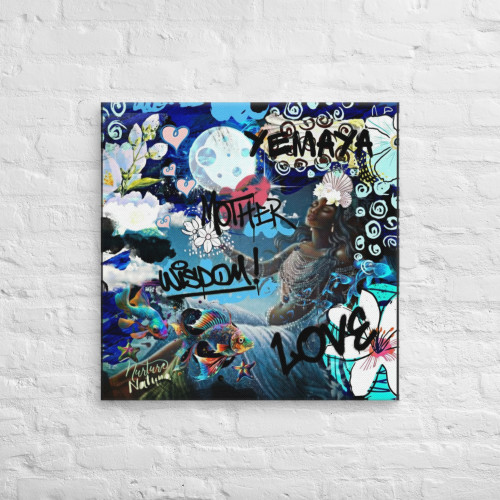 Yemaya Stretched Art Canvas  | African Goddess Orisha Wall Decor | Spiritual Artwork - Divine Feminine Artwork - Spiritual Goddess Canvas 