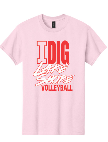Lake Shore Volleyball I Dig 26 Light Pink Tee  FF ONLY